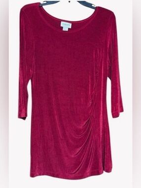 Chico's Raspberry 3/4 Sleeve Ruched Tunic